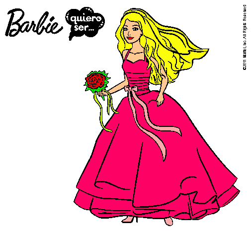 Dibujo Barbie vestida de novia pintado por Rosanita