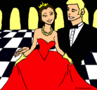 Dibujo Princesa y príncipe en el baile pintado por claru