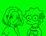 Dibujo Sakura y Lisa pintado por tekieromucho