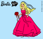 Dibujo Barbie vestida de novia pintado por estrada