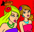 Dibujo Barbie y su amiga pintado por colo-colo