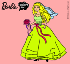 Dibujo Barbie vestida de novia pintado por sahron