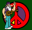 Dibujo Músico hippy pintado por trompetista