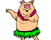 Dibujo Cerdo hawaiano pintado por anibarro