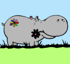 Dibujo Hipopótamo con flores pintado por edniel