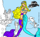 Dibujo Barbie sirena y la reina sirena pintado por calisa