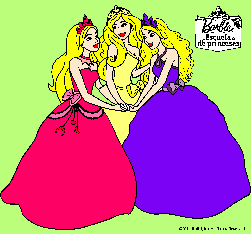 Dibujo Barbie y sus amigas princesas pintado por Jesu