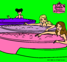 Dibujo Barbie y sus amigas en el jacuzzi pintado por caeroyaass