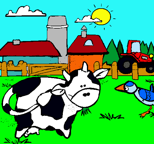 Dibujo Vaca en la granja pintado por canariii