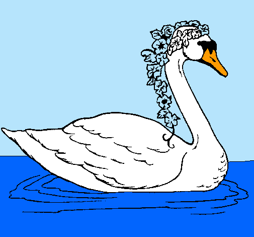 Cisne con flores