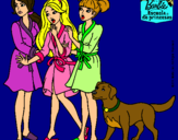 Dibujo Barbie y sus amigas en bata pintado por Mirene