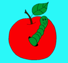 Dibujo Manzana con gusano pintado por roous