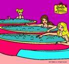 Dibujo Barbie y sus amigas en el jacuzzi pintado por mosha