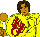 Dibujo Caballero con escudo de león pintado por manchester