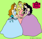 Dibujo Barbie y sus amigas princesas pintado por emaema