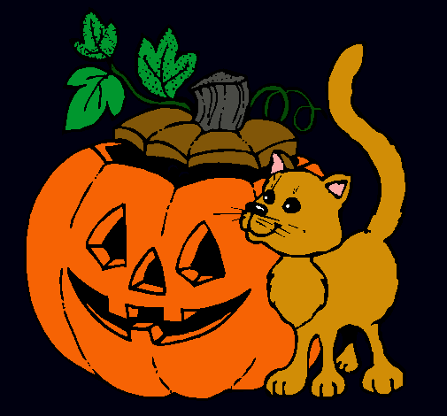 Calabaza y gato