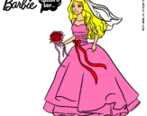 Dibujo Barbie vestida de novia pintado por llela