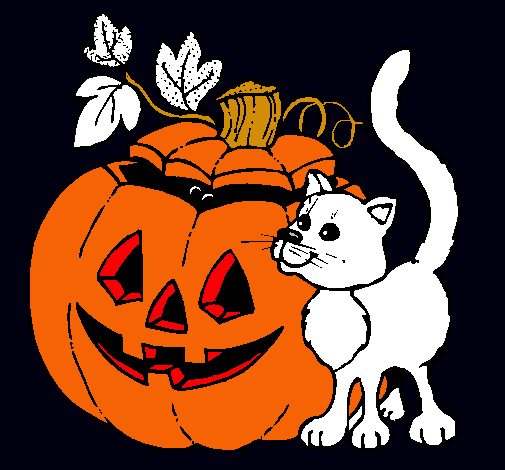 Calabaza y gato