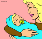 Dibujo Madre con su bebe II pintado por luzesther 