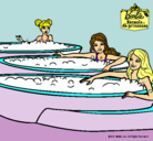 Dibujo Barbie y sus amigas en el jacuzzi pintado por yeral