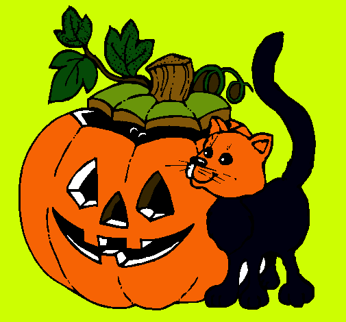 Calabaza y gato