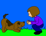 Dibujo Niña y perro jugando pintado por chapiis