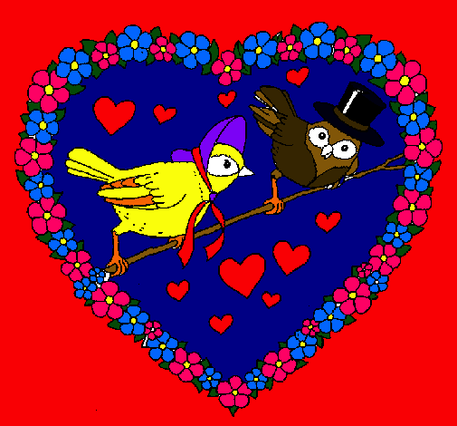 Dibujo Corazón con pájaros pintado por MARIIANA