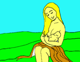 Dibujo Madre con su bebe pintado por salomone