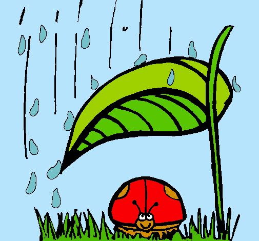 Dibujo Mariquita protegida de la lluvia pintado por checham