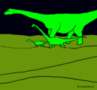 Dibujo Familia de Braquiosaurios pintado por victoriuhi2h