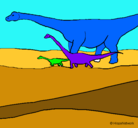 Dibujo Familia de Braquiosaurios pintado por chago5