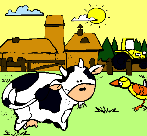 Vaca en la granja