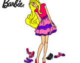 Dibujo Barbie y su colección de zapatos pintado por rocita