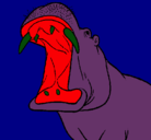 Dibujo Hipopótamo con la boca abierta pintado por mathias