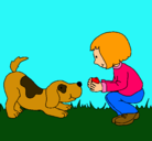 Dibujo Niña y perro jugando pintado por YAZITA