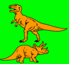 Dibujo Triceratops y tiranosaurios rex pintado por juan456
