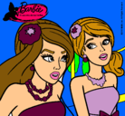 Dibujo Barbie y su amiga pintado por amigis