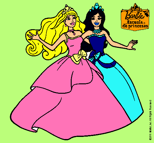 Dibujo Barbie y su amiga súper felices pintado por princesa60