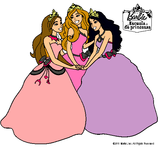 Dibujo Barbie y sus amigas princesas pintado por natalia34