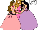 Dibujo Barbie y sus amigas princesas pintado por natalia34