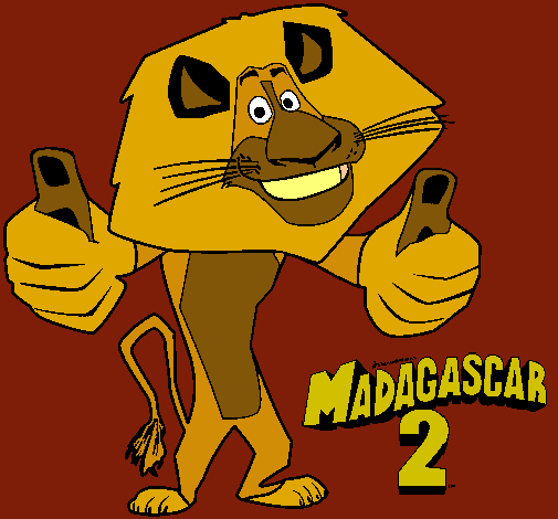 Dibujo Madagascar 2 Alex pintado por fuego
