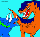 Dibujo Lucha de dinosaurios pintado por lucha  