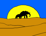 Dibujo Elefante en el amanecer pintado por suzeth