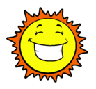Dibujo Sol sonriendo pintado por risa