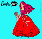Dibujo Barbie vestida de novia pintado por madelin