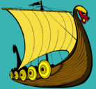 Dibujo Barco vikingo pintado por fuego