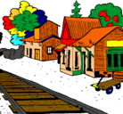 Dibujo Estación de tren pintado por abuelos