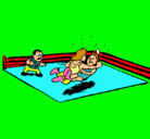 Dibujo Lucha en el ring pintado por piju