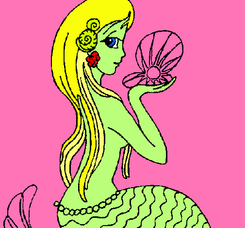 Dibujo Sirena y perla pintado por acvalle