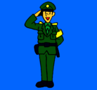Dibujo Policía saludando pintado por guardia